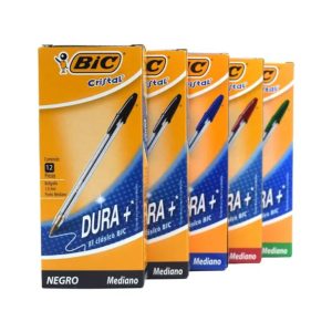 Pluma Bic Dura+ Color Negro y Colores Variados