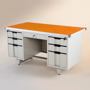 Escritorio Ejecutivo Doble Pedestal DP-028 Tablero Naranja 6+1 Cajones